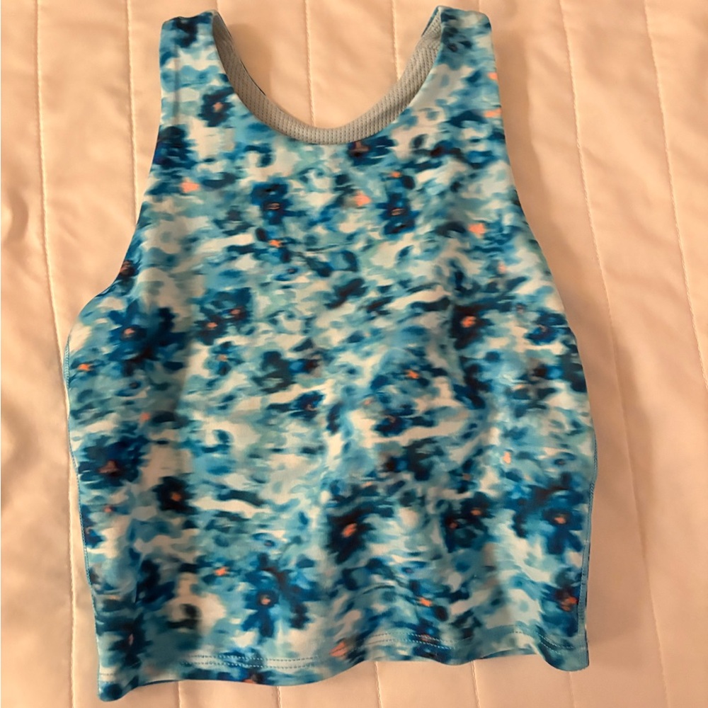 Athleta Girl Blue and White Tank Top/ long distance running bra